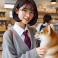眼鏡女子 楓のワンコとのふれあい 5枚目