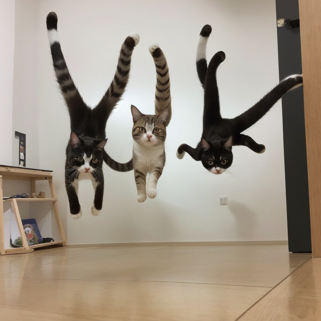 宙を舞うねこたち