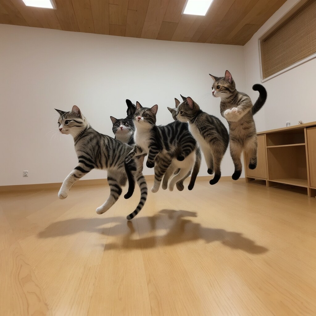 宙を舞うねこたち