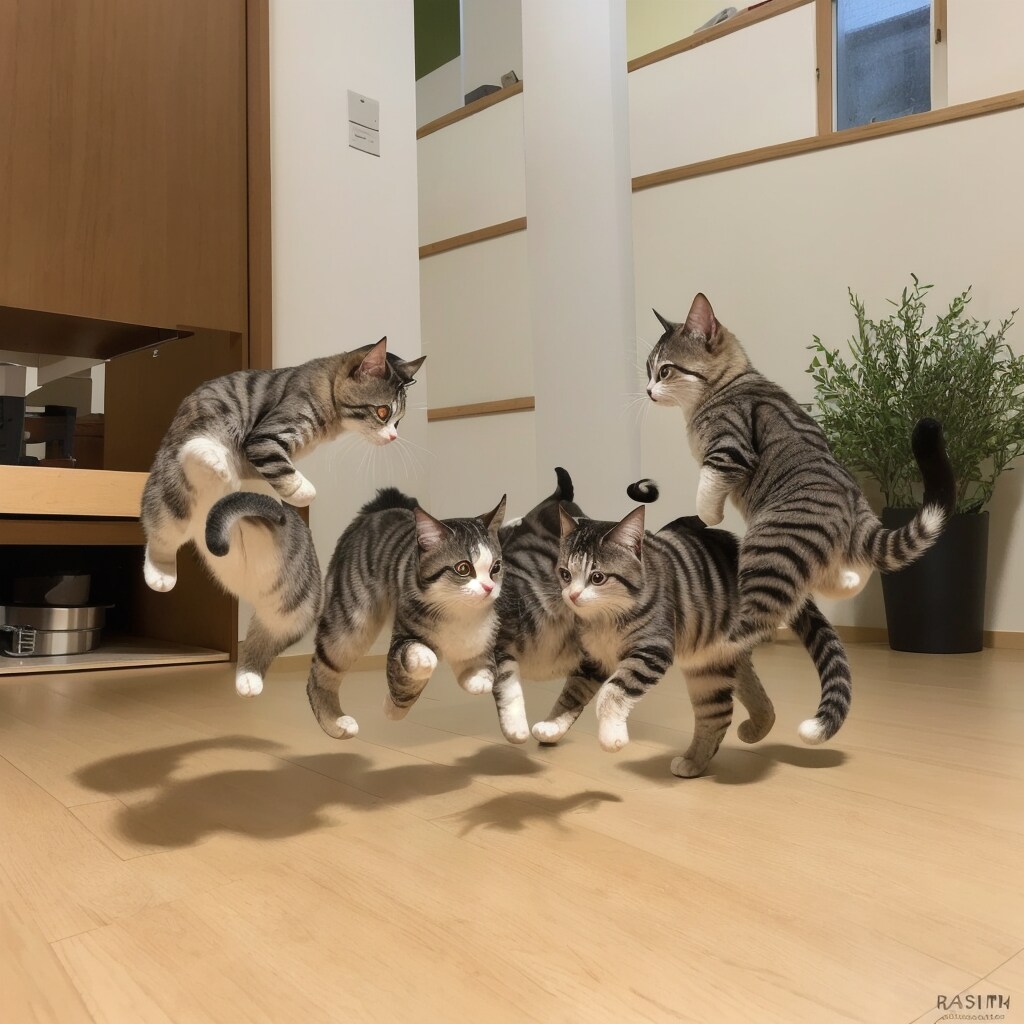 宙を舞うねこたち