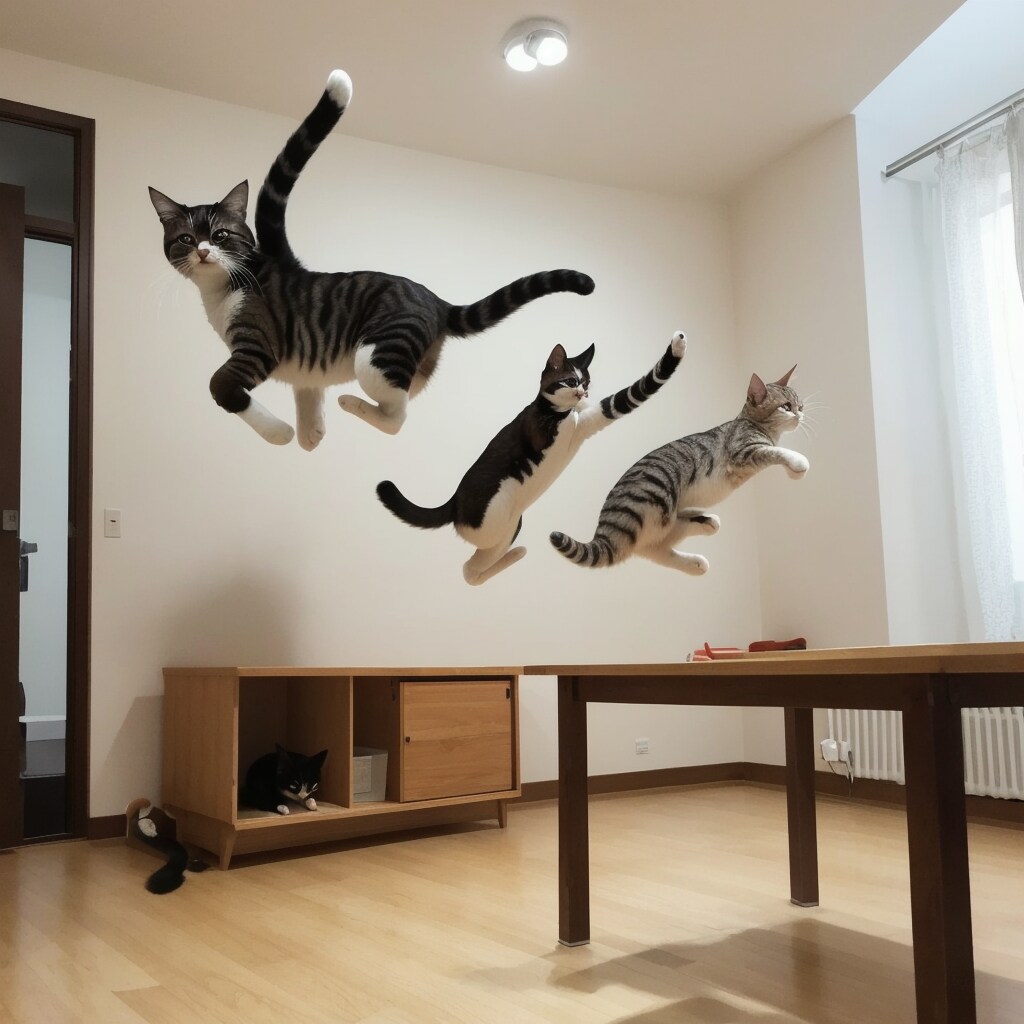 宙を舞うねこたち