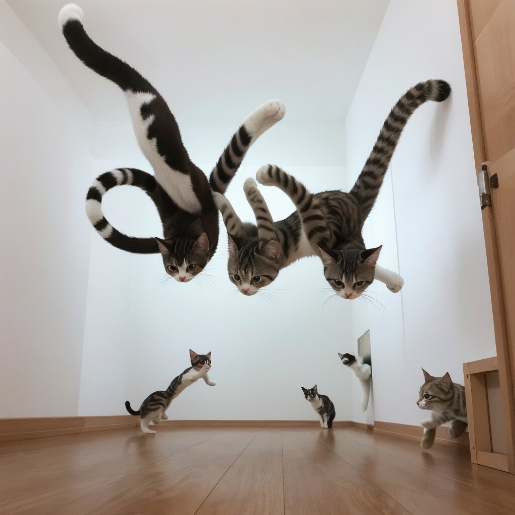 宙を舞うねこたち
