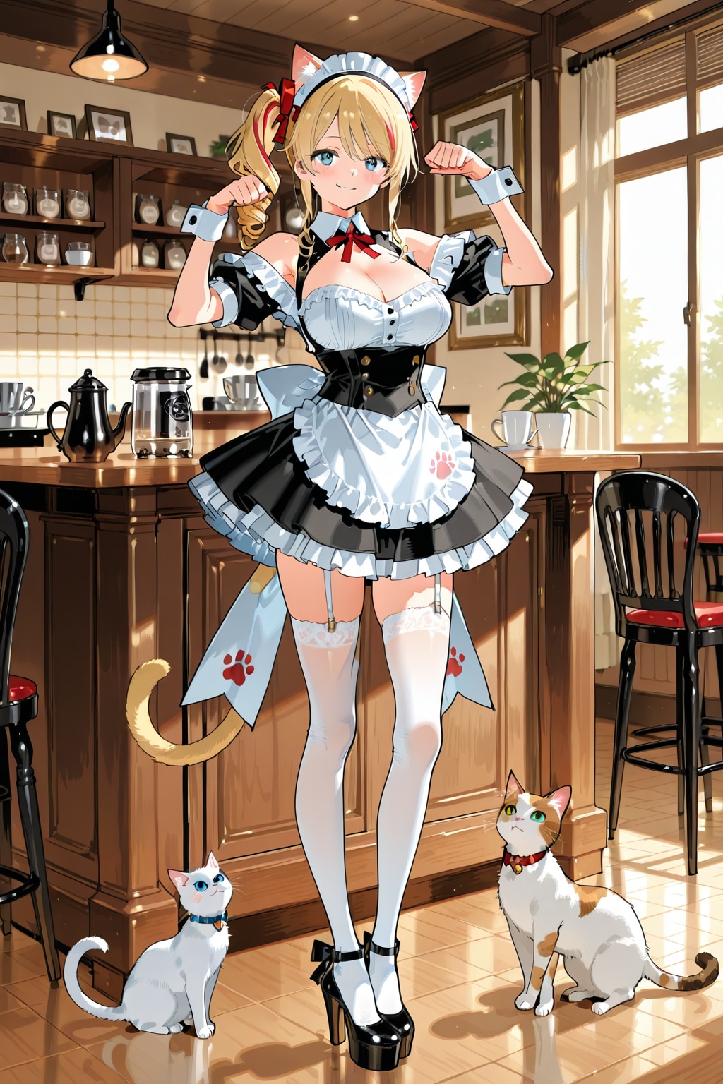 猫耳メイドと猫.3 | の人気AIイラスト・グラビア