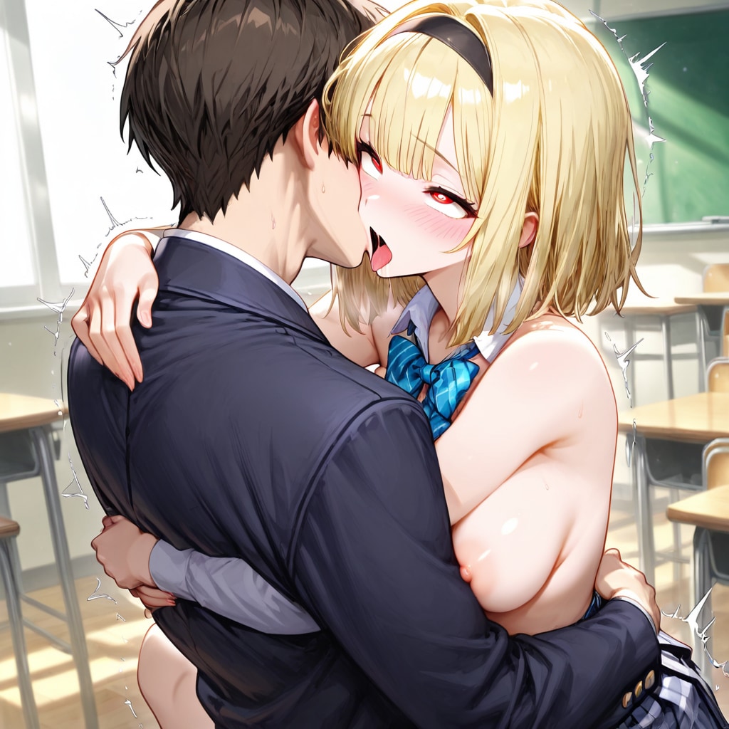 抱きしめ金髪ショート