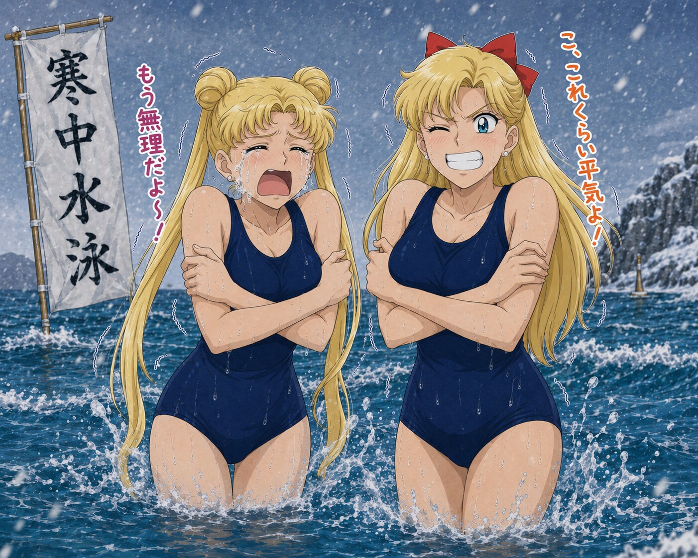 スク水寒中水泳８