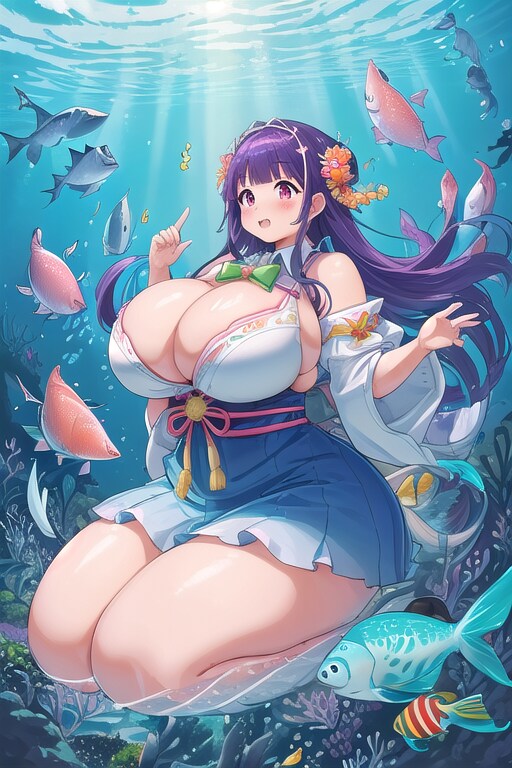 海で正座する爆美女