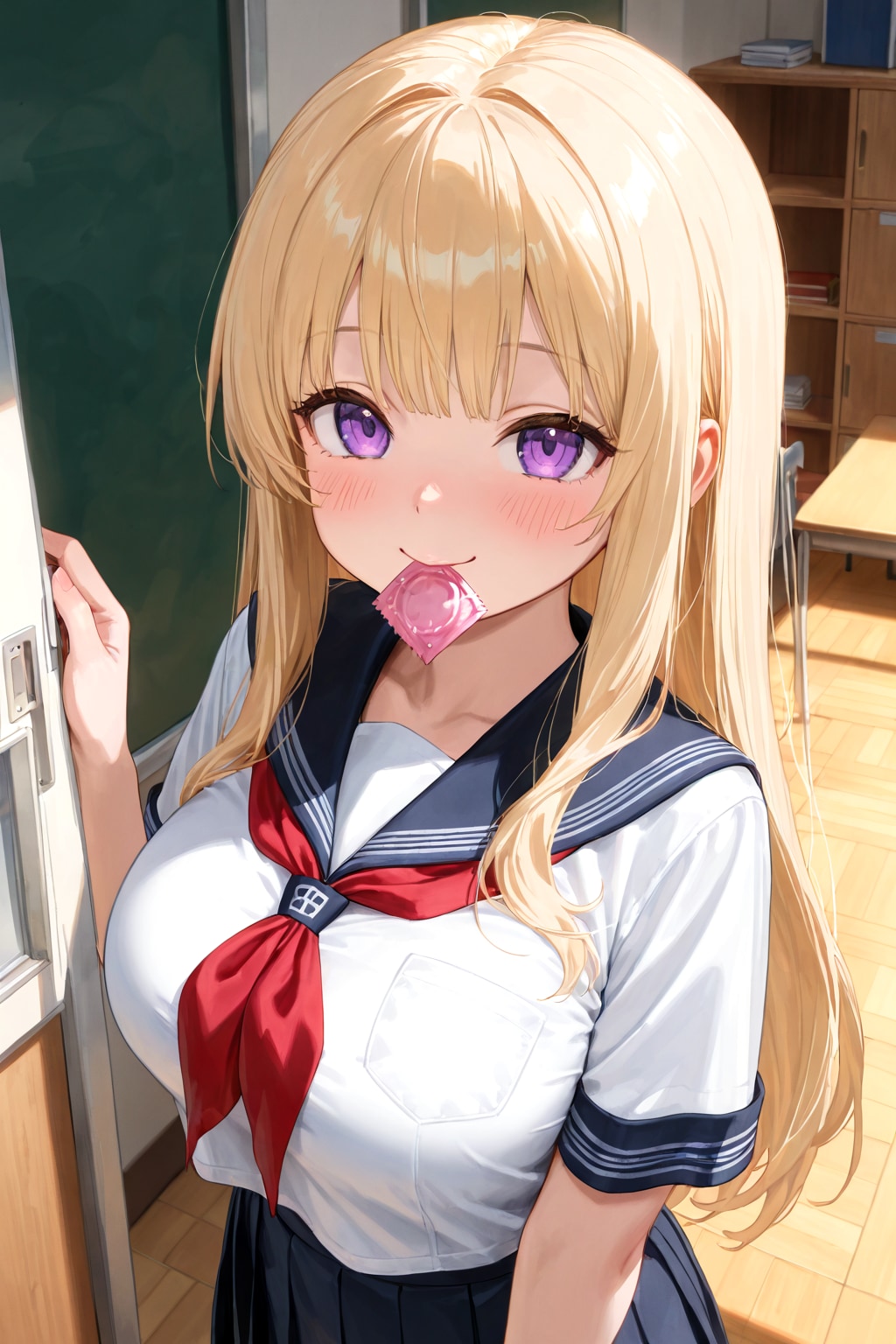 学校にて……