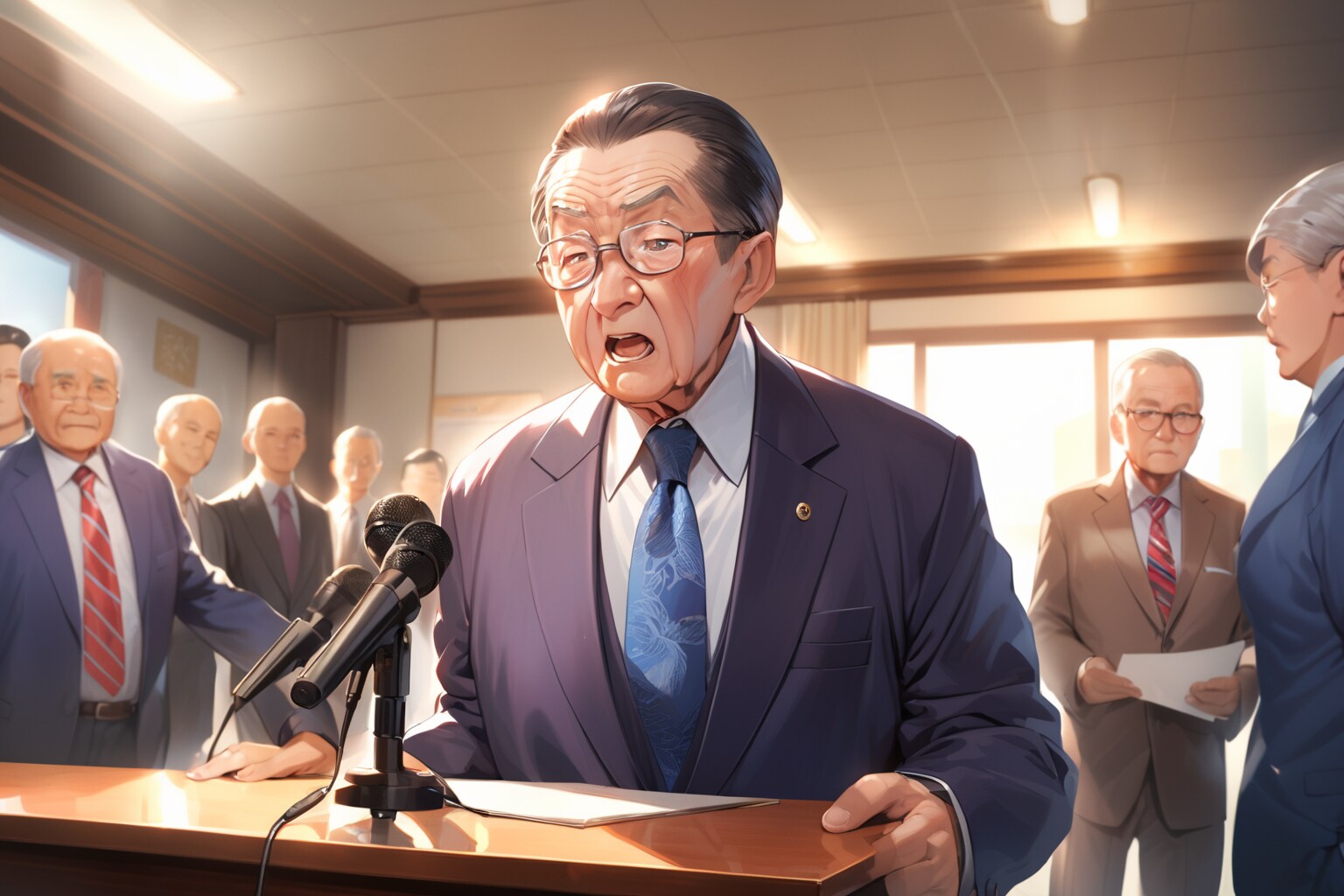 記者会見、それは形式美 | の人気AIイラスト・グラビア