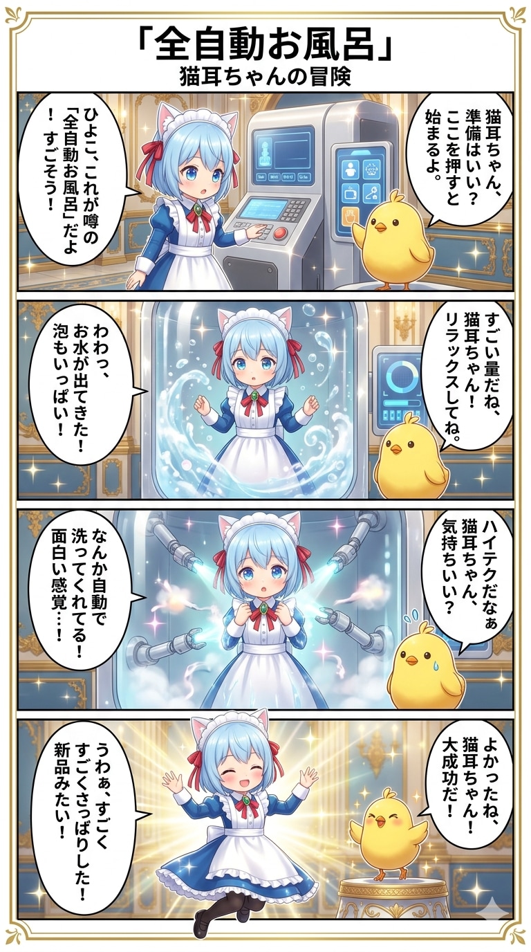 全自動お風呂　猫耳ちゃんの冒険 | の人気AIイラスト・グラビア