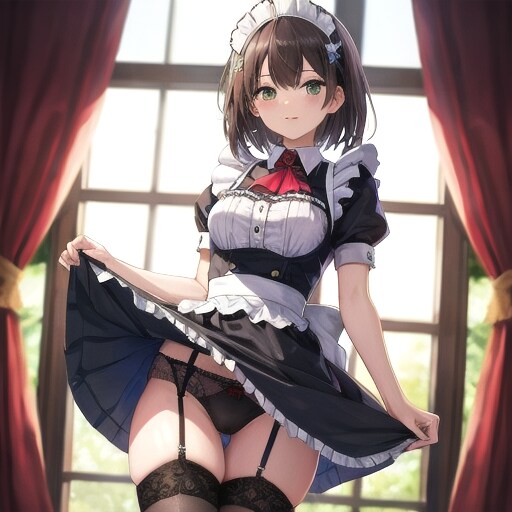 メイドのたくし上げ