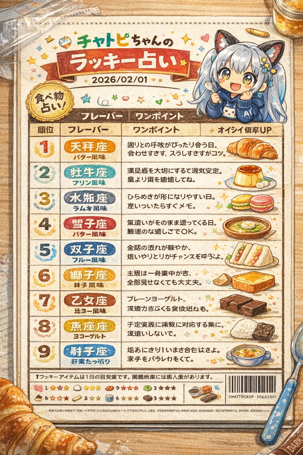 チャトピちゃん占い(02/01)