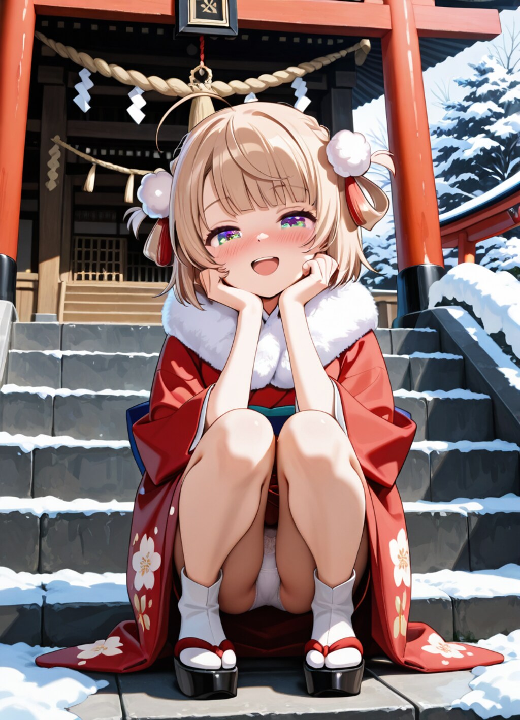 初詣で誘惑してくる近所の女の子