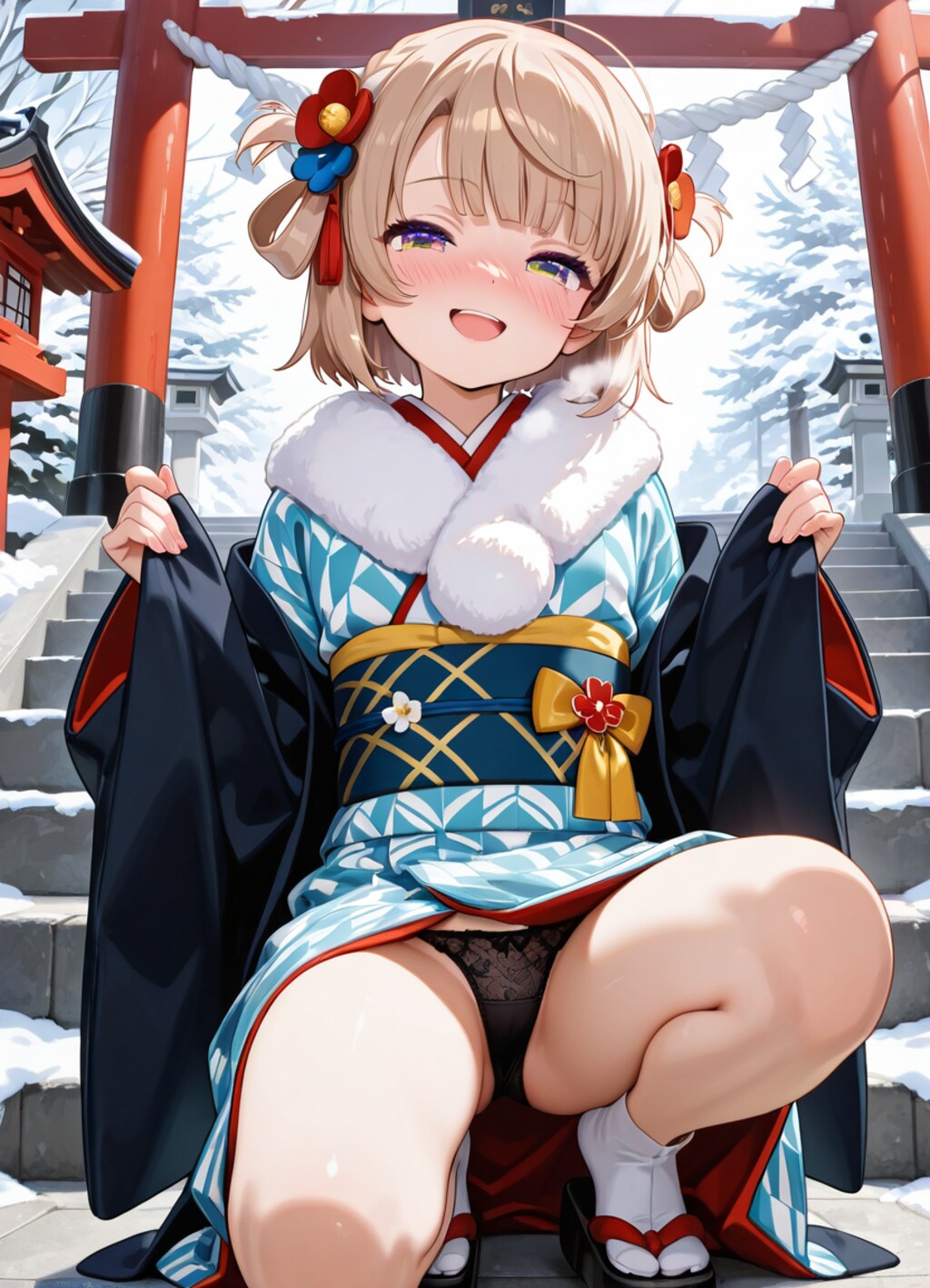 初詣で誘惑してくる近所の女の子