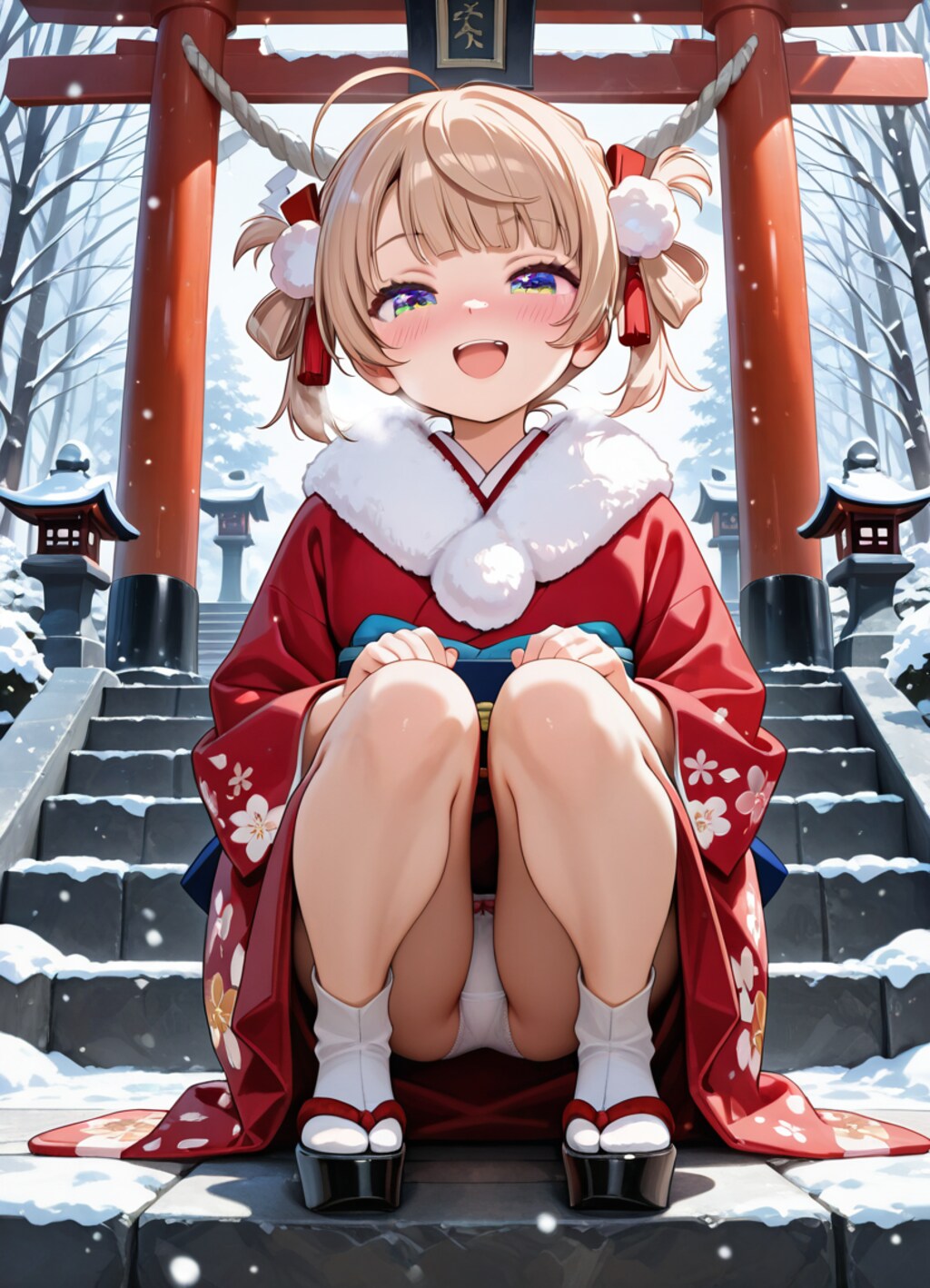 初詣で誘惑してくる近所の女の子