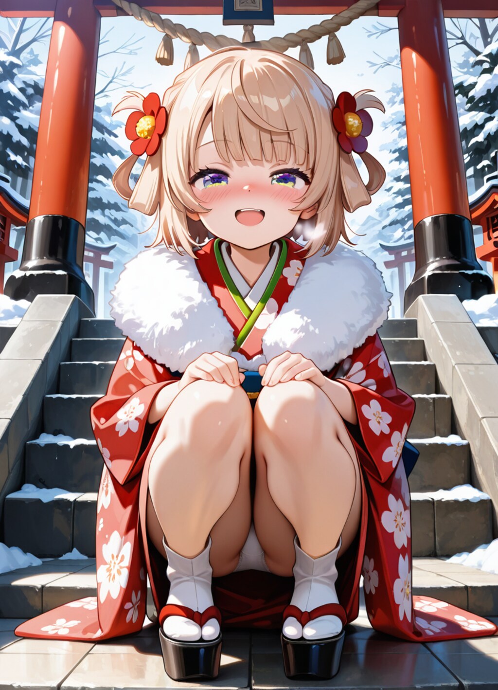 初詣で誘惑してくる近所の女の子