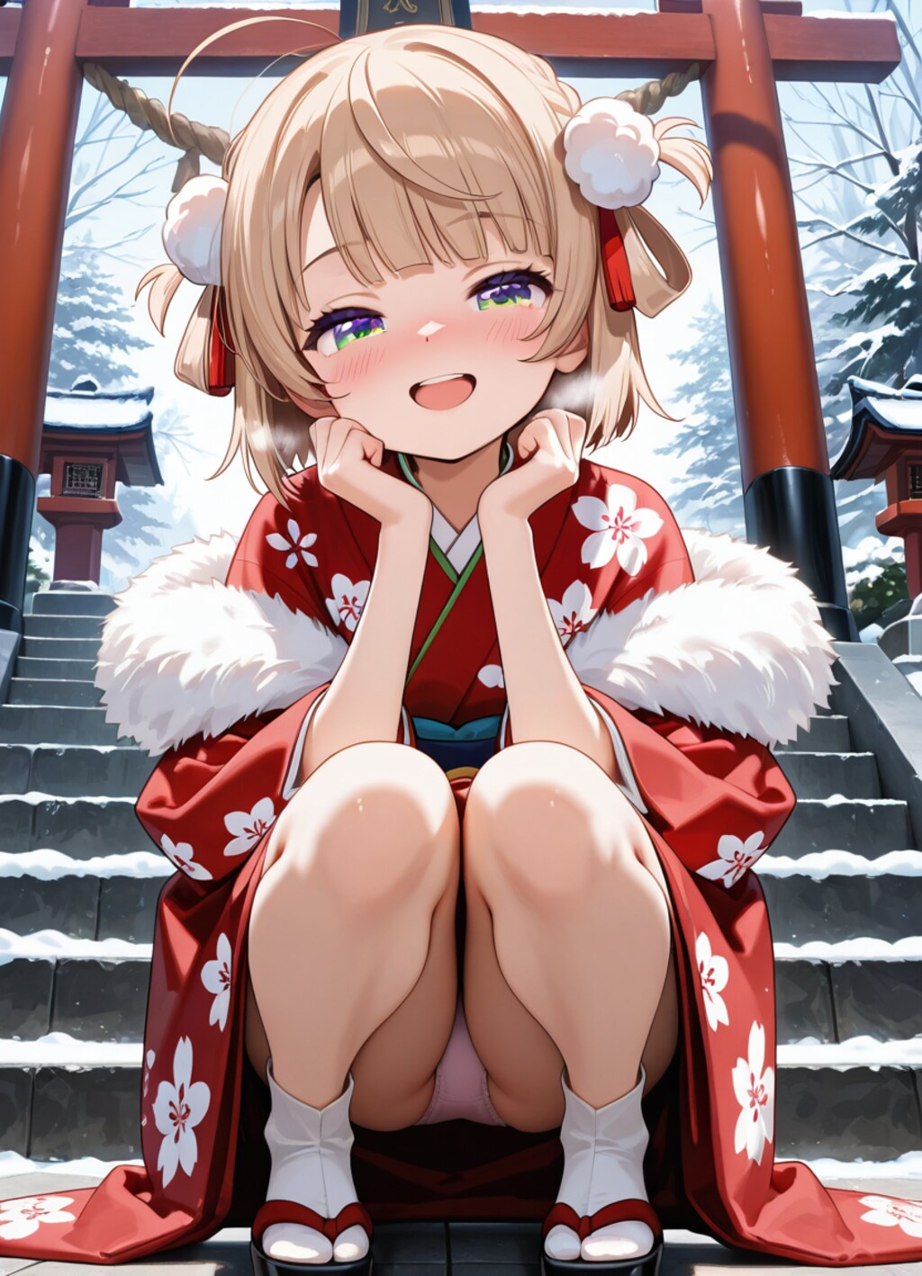 初詣で誘惑してくる近所の女の子