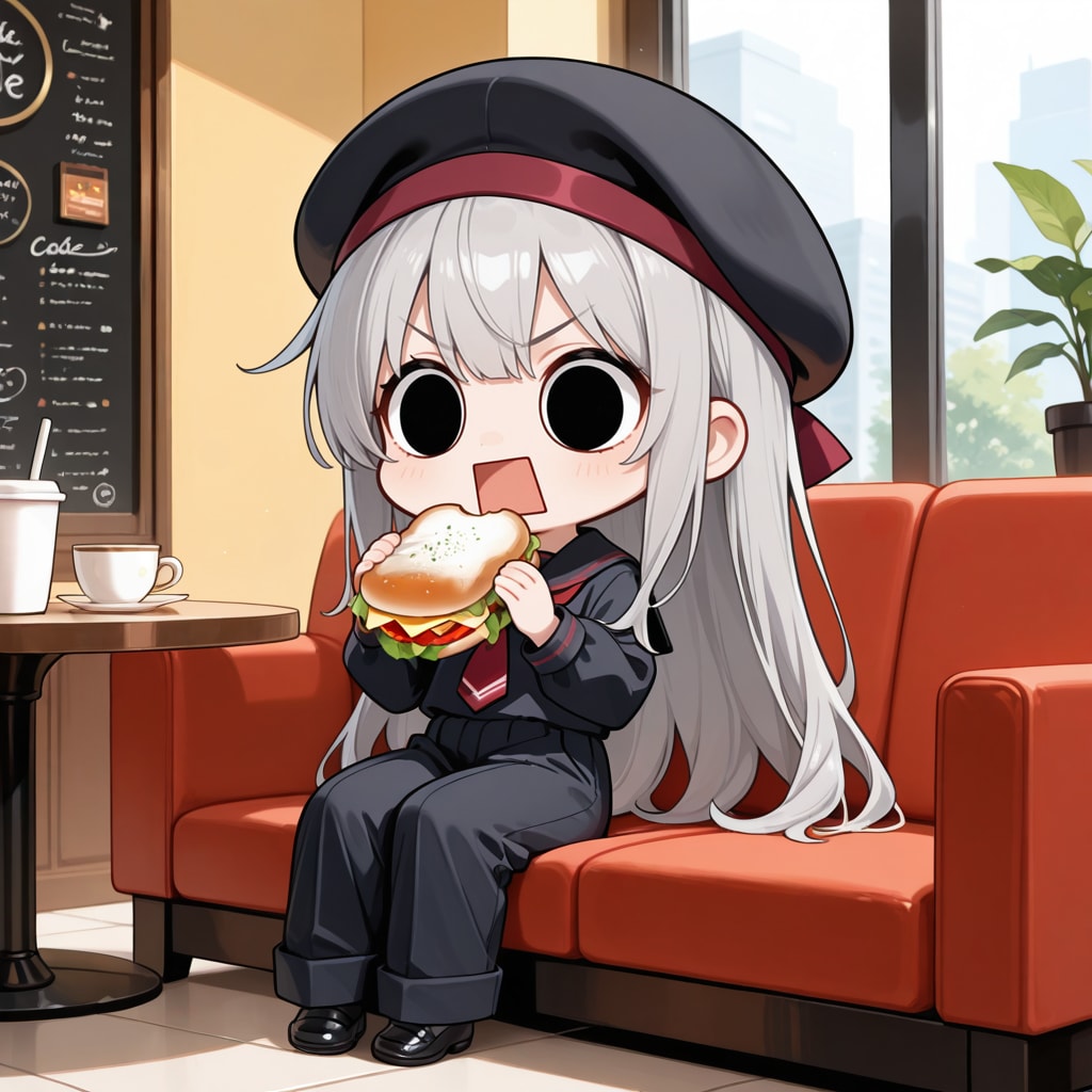 サンドイッチを頂くえらいこっちゃ嬢