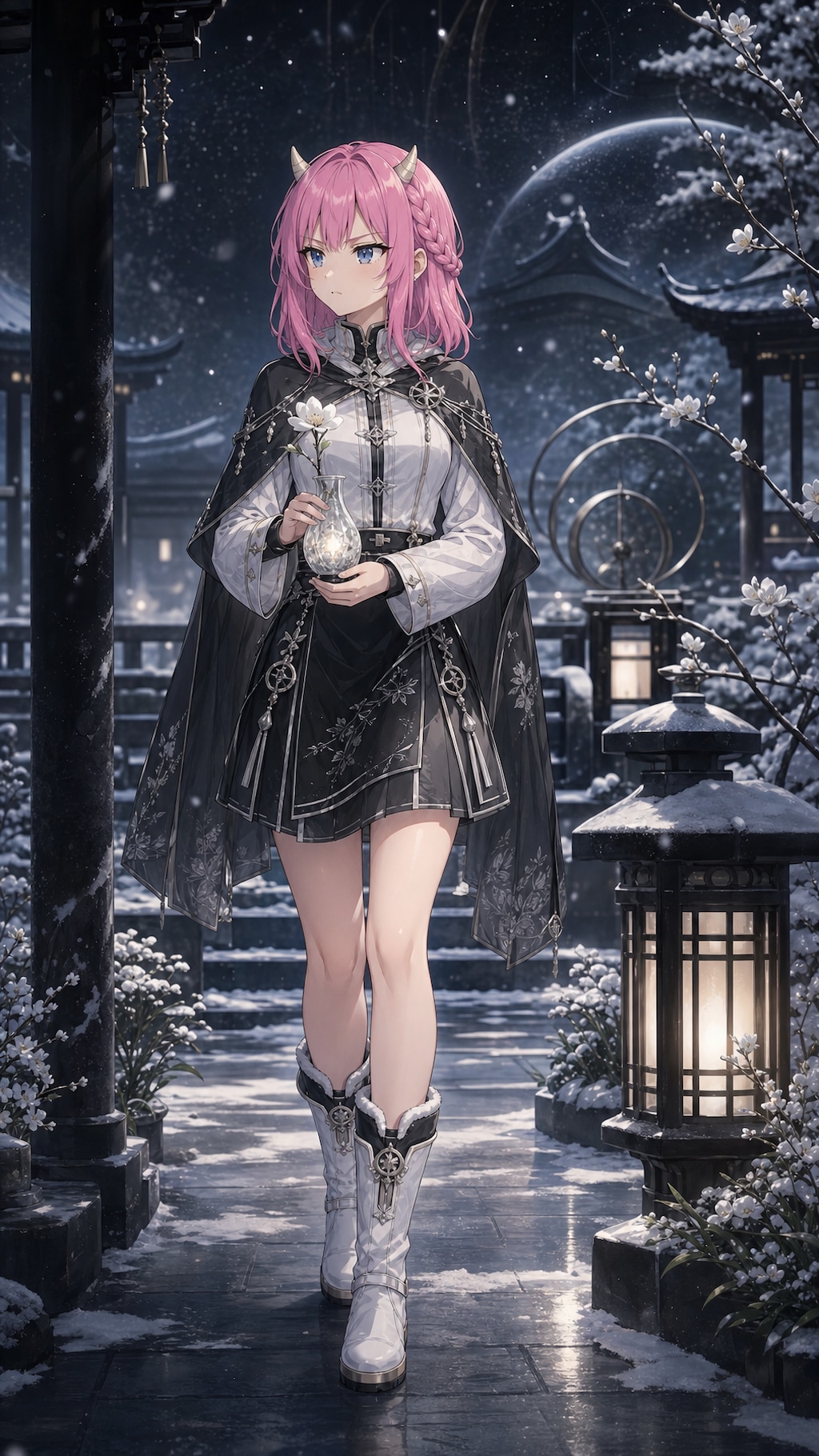 雪灯りに咲いた星の雫