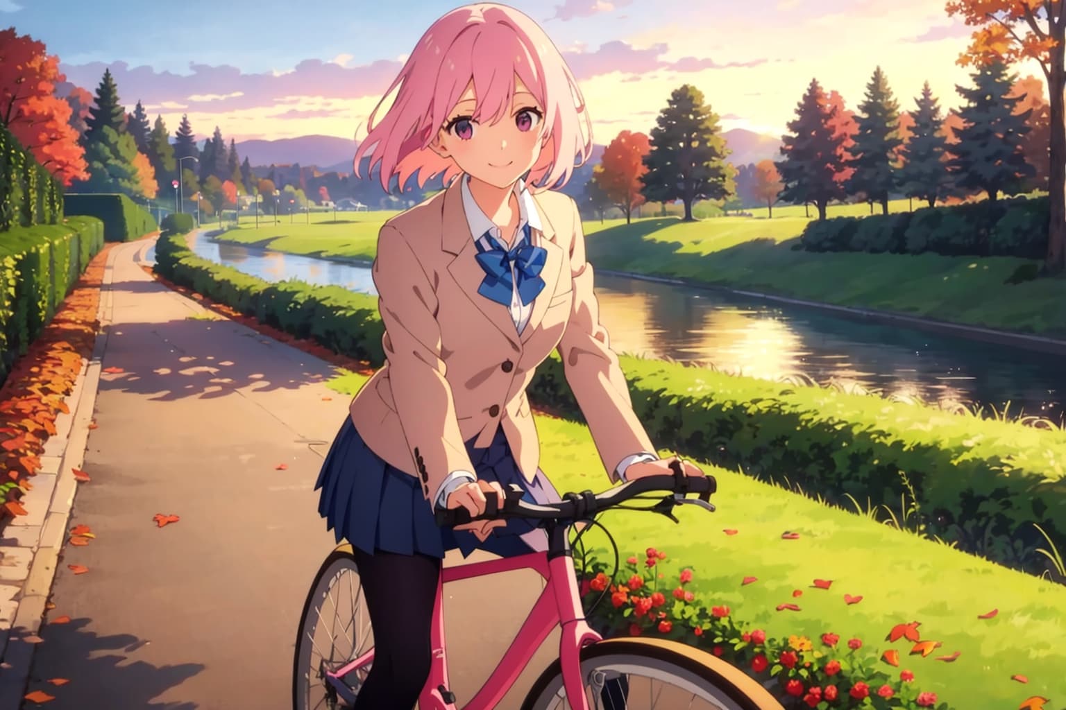 秋の川辺