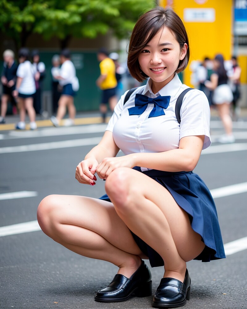 路上ガニ股JK