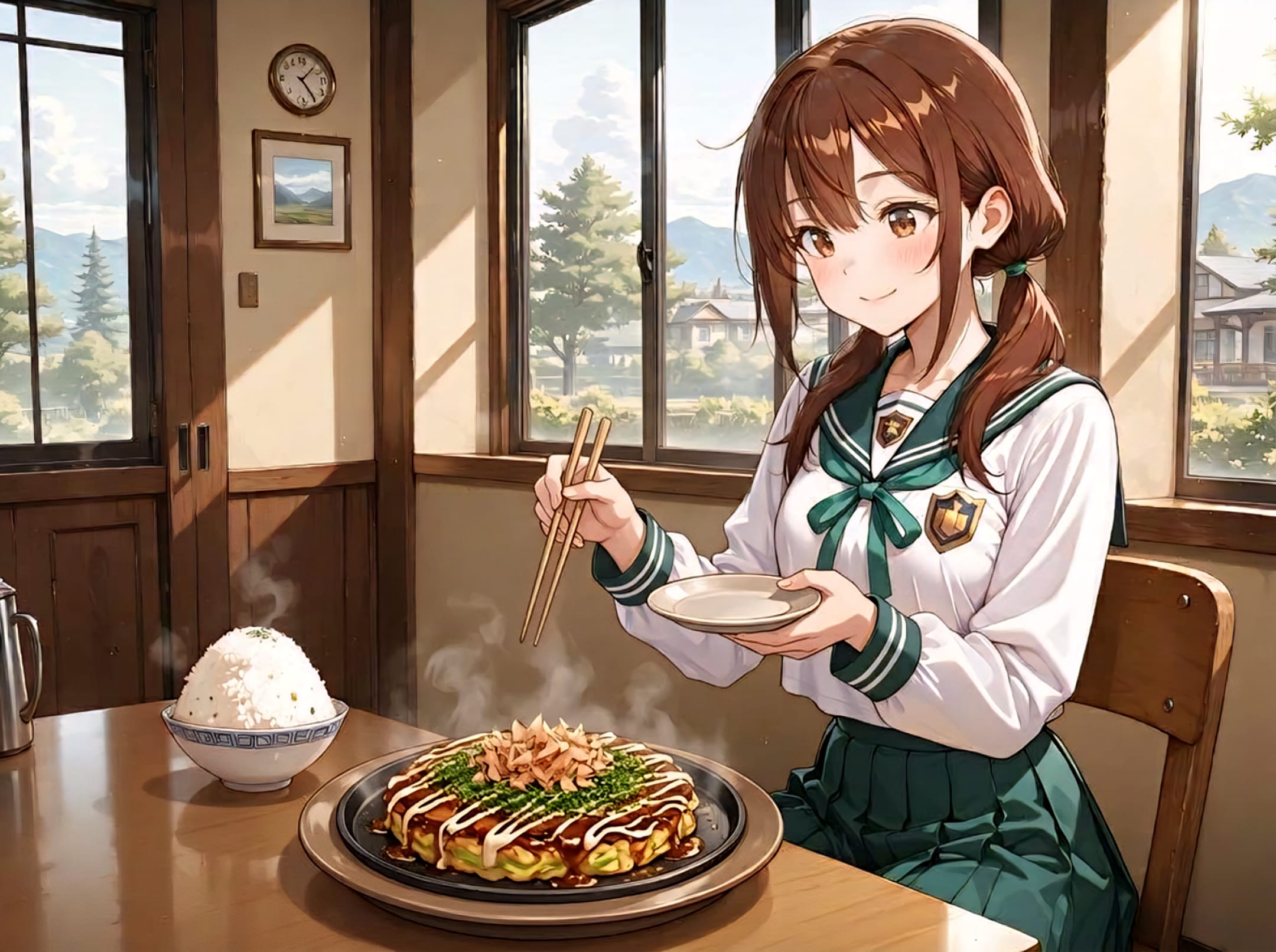お好み焼きとばら寿司