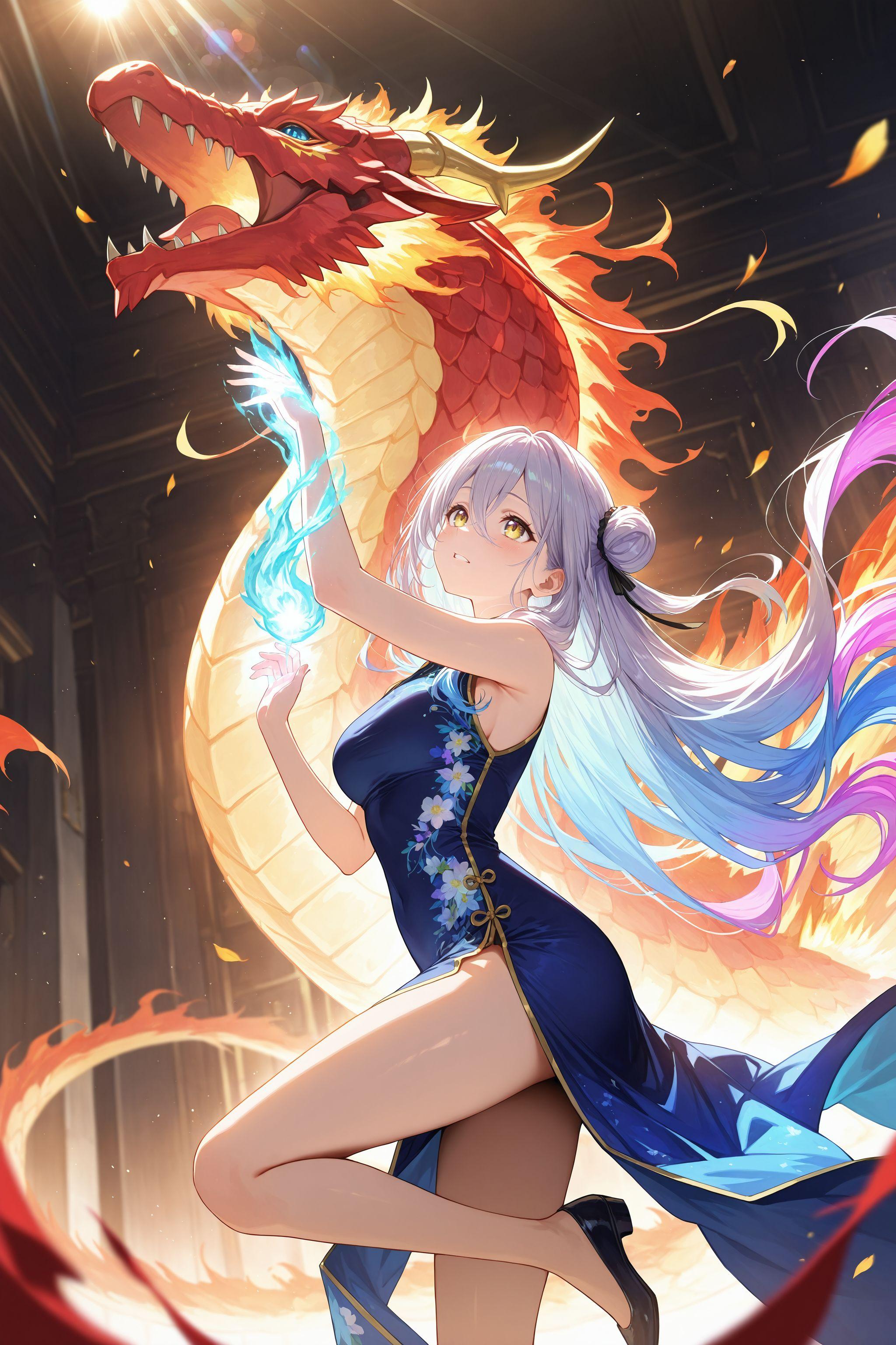 ドラゴン使いの少女（美龍と火竜サラマンダー） | の人気AIイラスト・グラビア