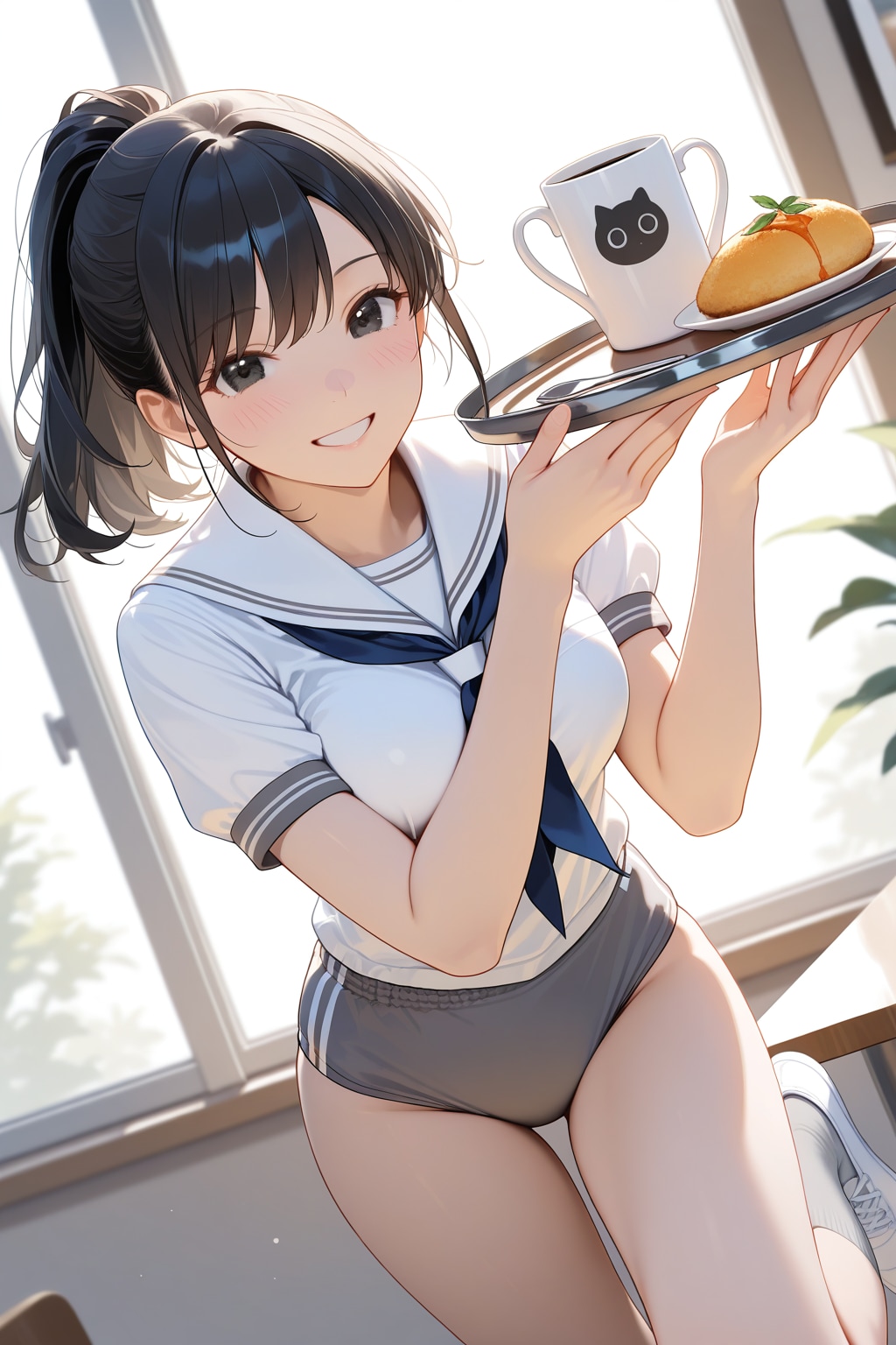 お待たせしました～♡　ブルマカフェのお姉さん
