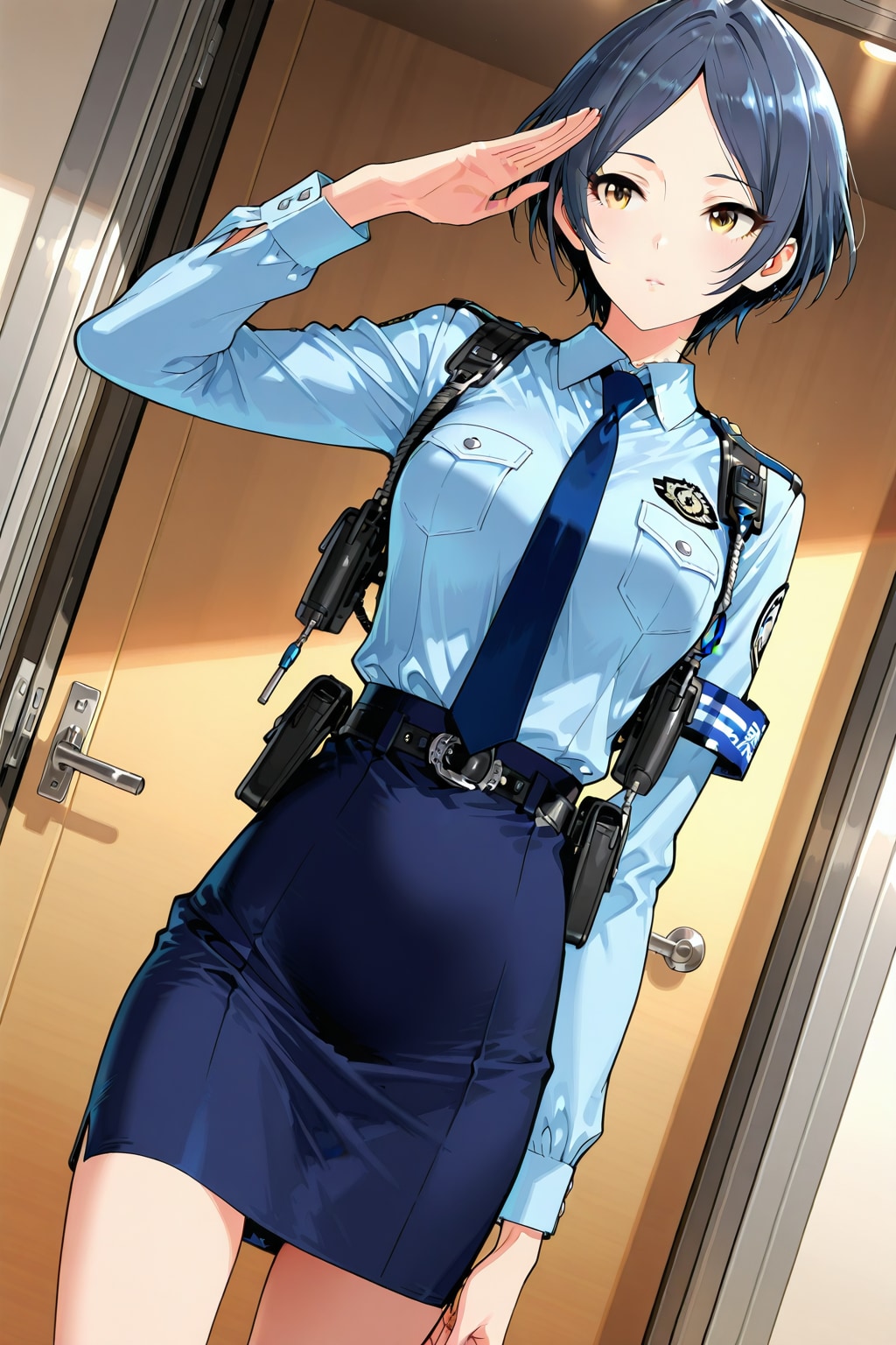 【コスプレ】敬礼する速水奏　ー警察官企画参加ー