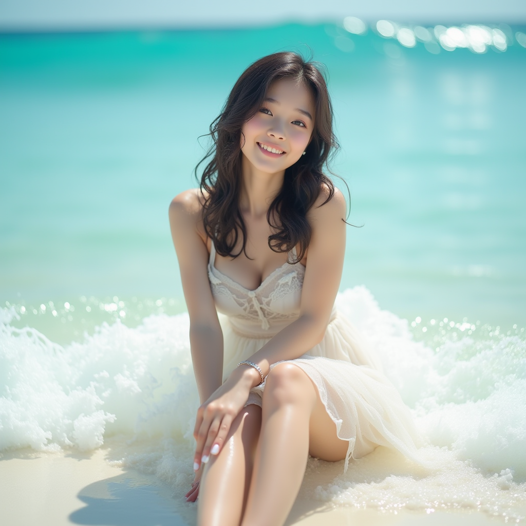 海岸で