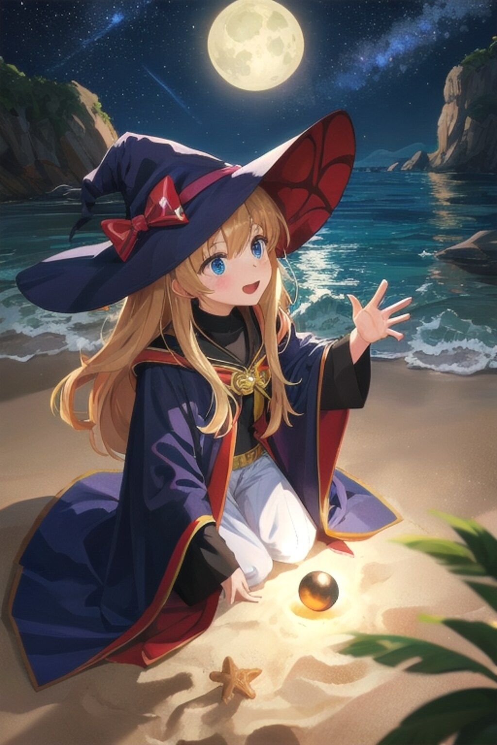 砂浜の魔女と星空