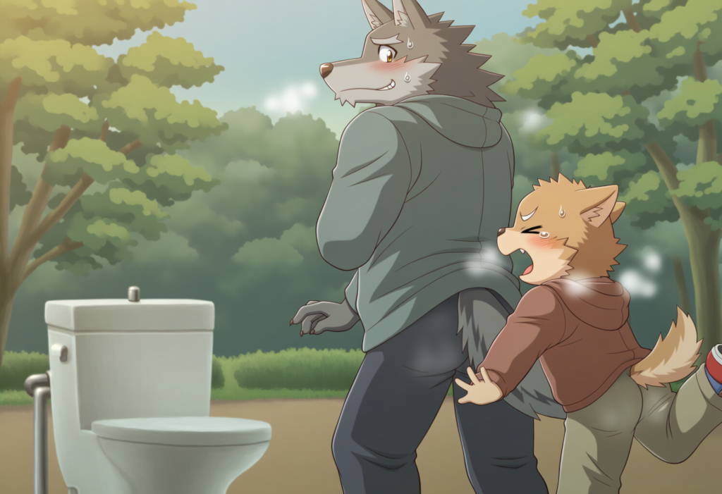 子供にトイレを譲ってしまったオスケモ