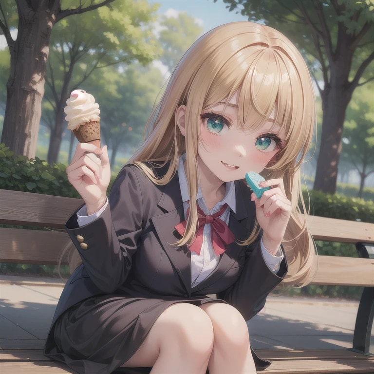 金髪ロングでブレザーの少女１７ | の人気AIイラスト・グラビア