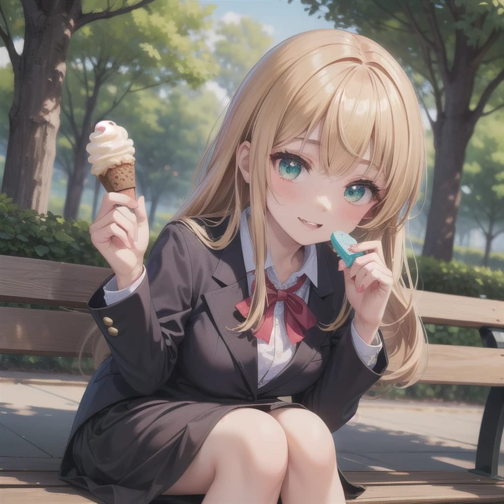 金髪ロングでブレザーの少女１７