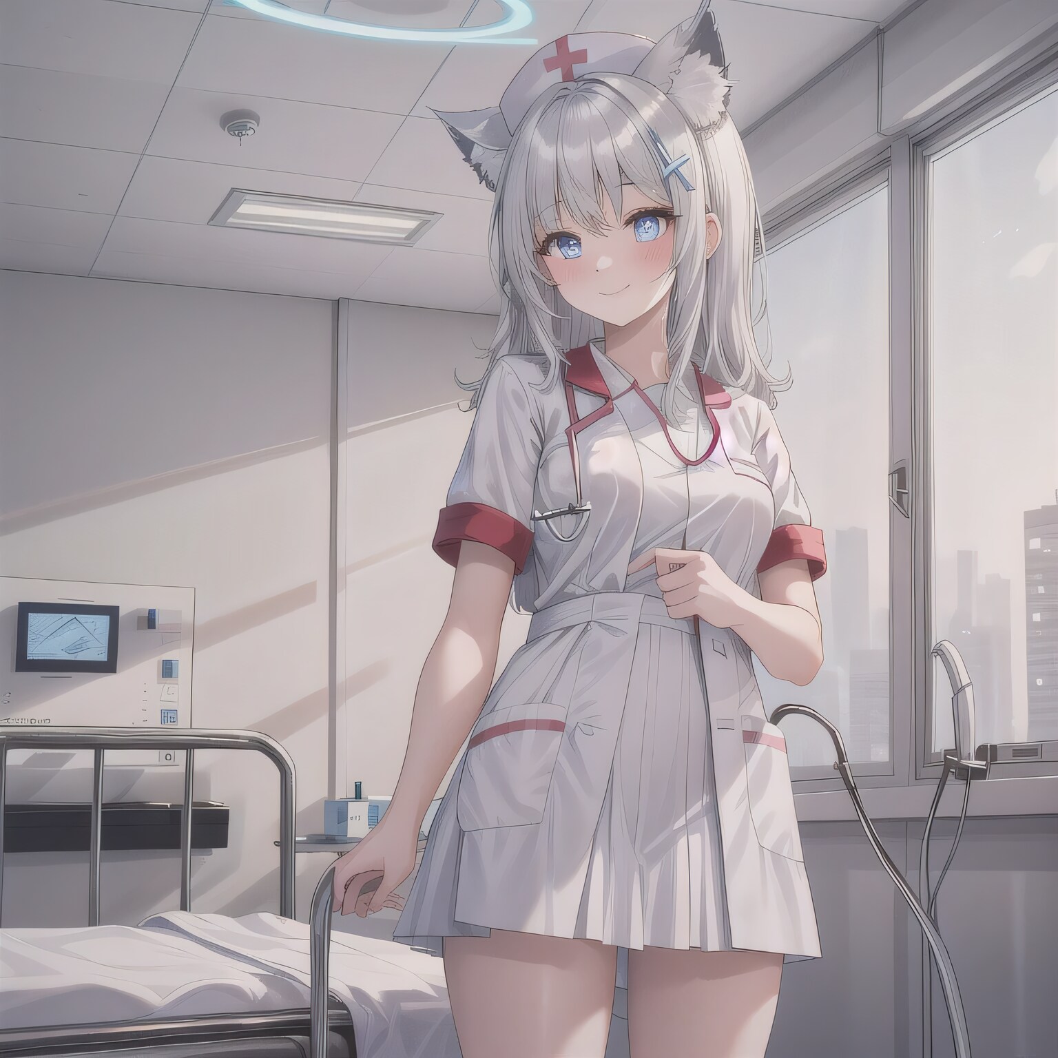 灰髪ロングで白衣の少女４ | の人気AIイラスト・グラビア