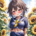 向日葵と水浴びする女の子 2枚目