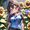向日葵と水浴びする女の子 4枚目