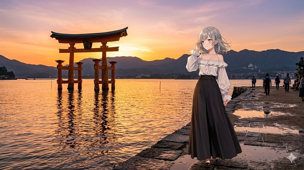 夕陽の宮島