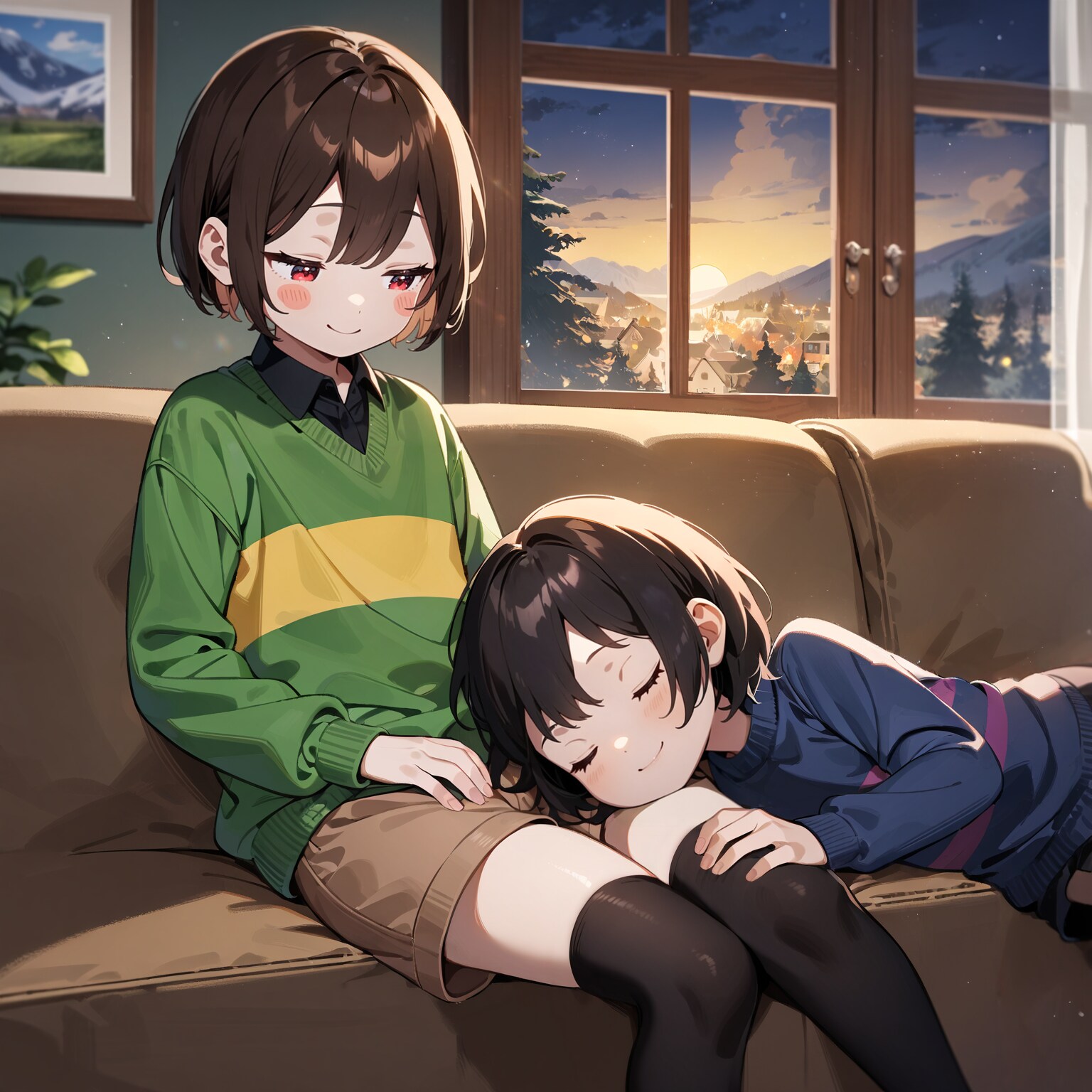 キャラちゃんに膝枕してもらうフリスク
