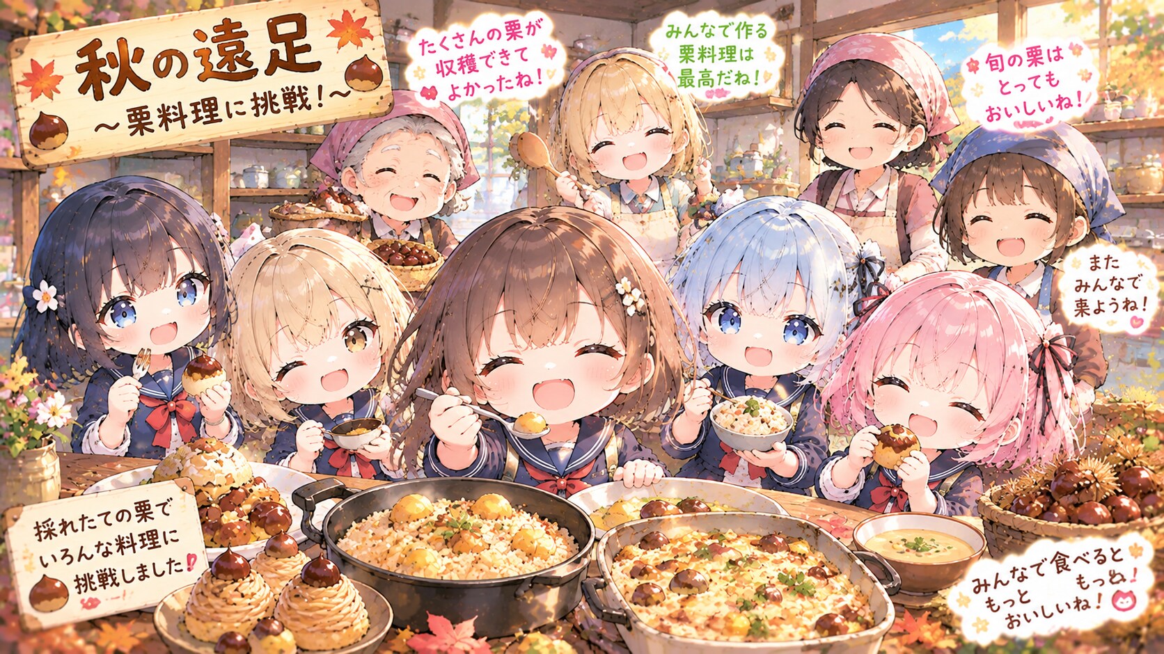秋の遠足｜栗料理３（72/100） | の人気AIイラスト・グラビア