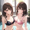 双子姉妹の下着姿 2枚目