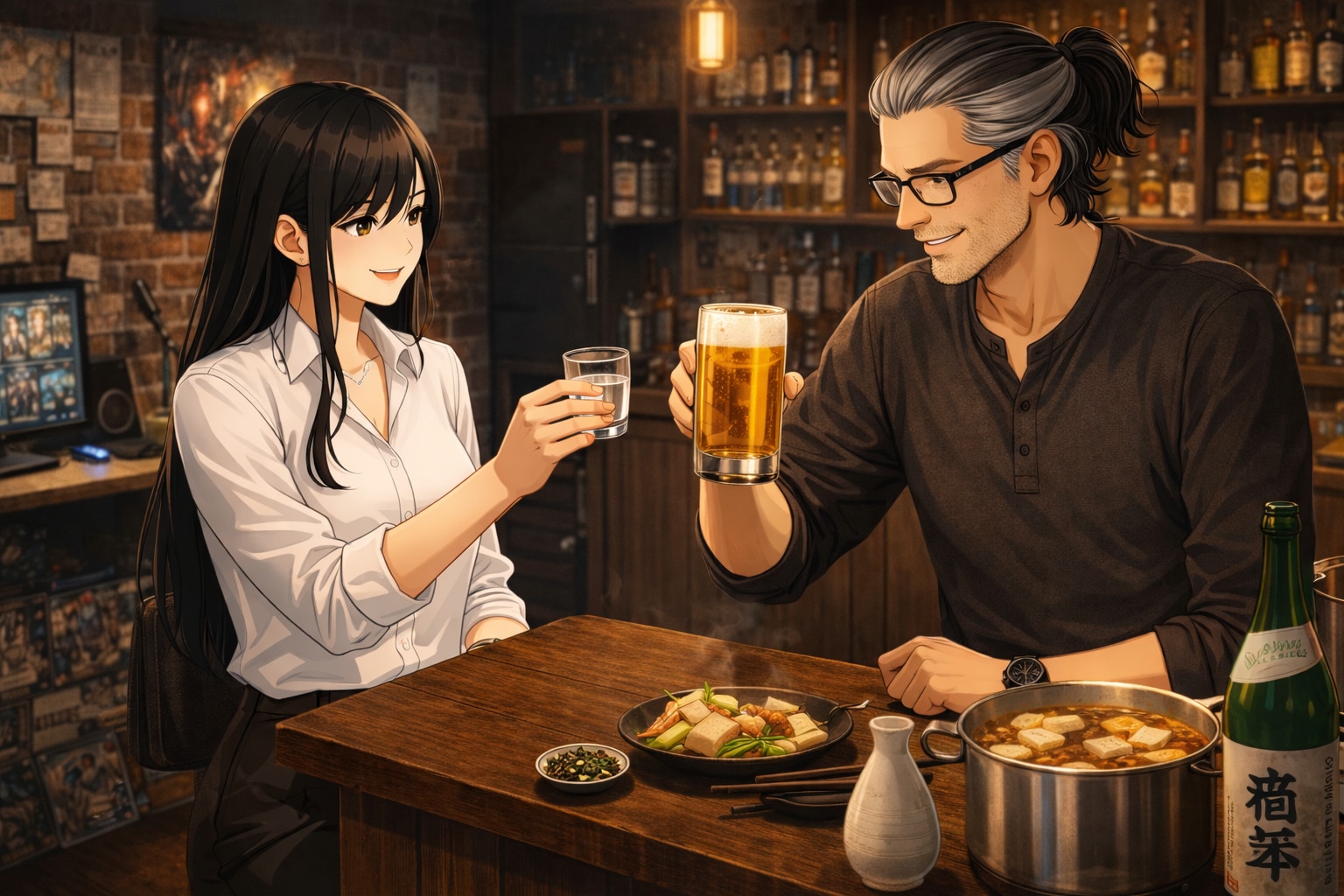 孟宗汁をつまみに乾杯
