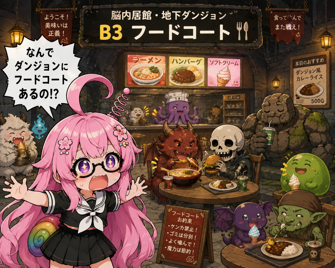 地下ダンジョンのフードコート