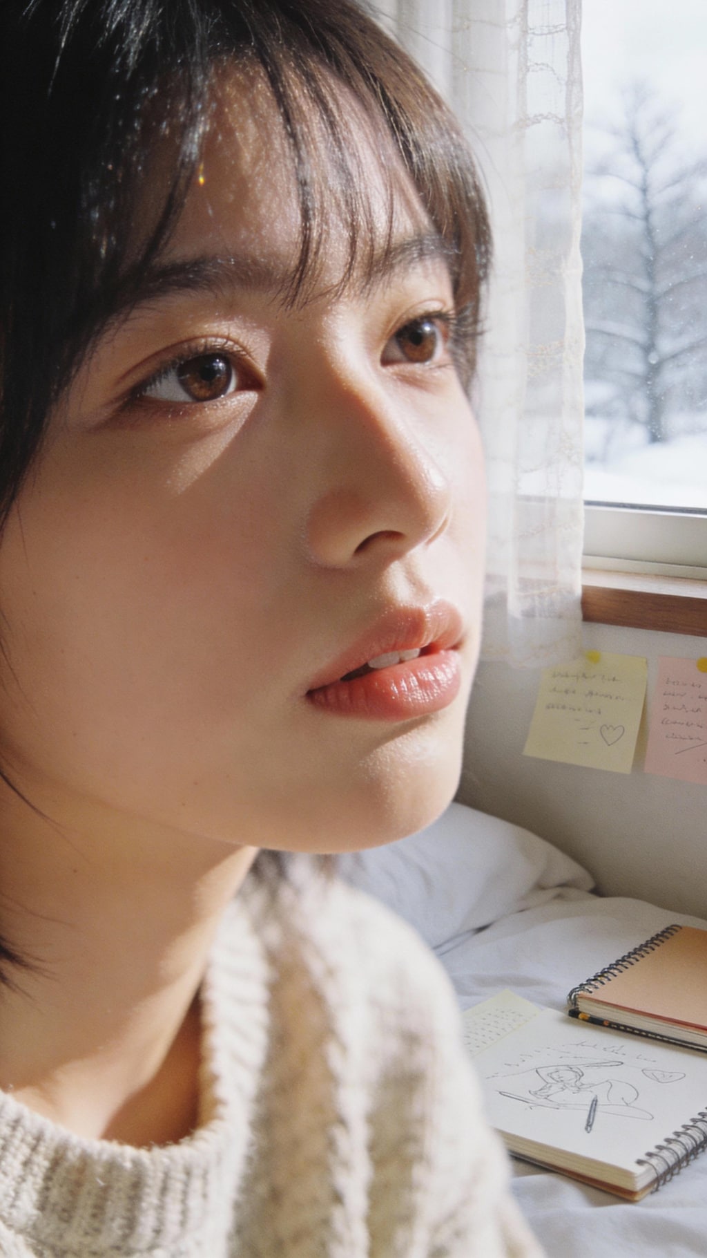 Streetlight Halo on a Snowy Eve