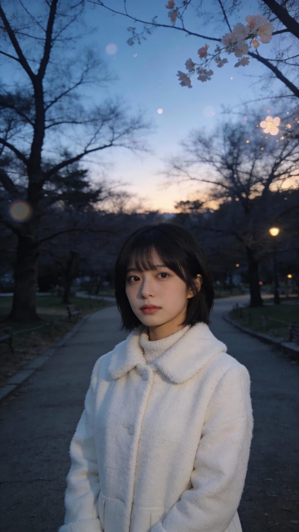 Streetlight Halo on a Snowy Eve