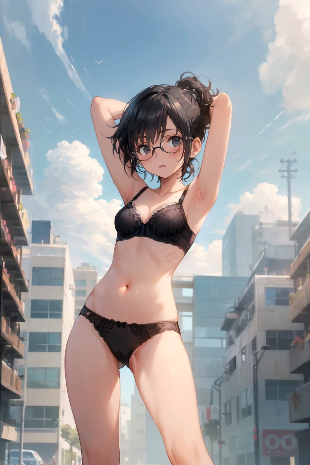 下着の眼鏡っ娘