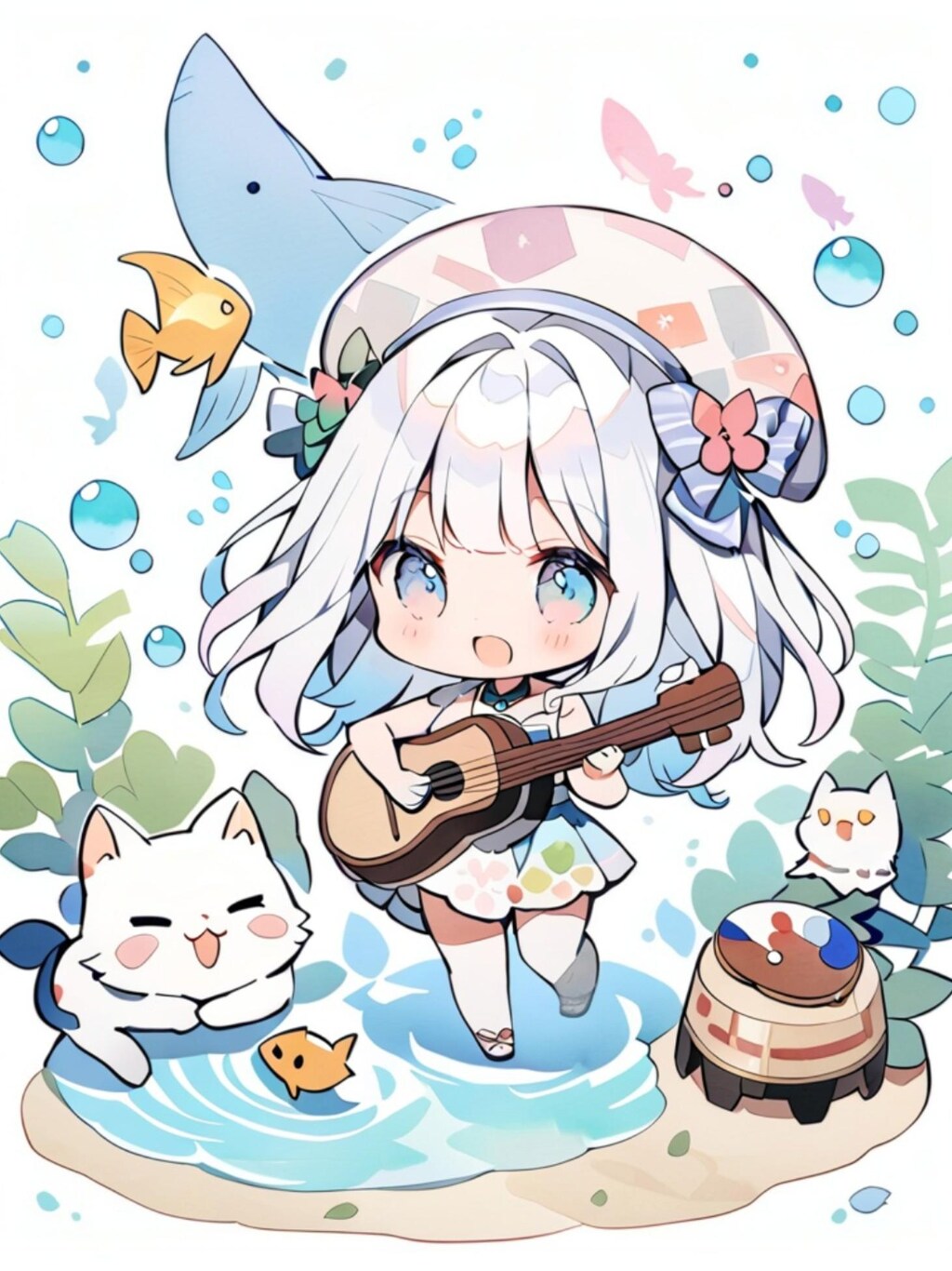 演奏する白髪ちゃん