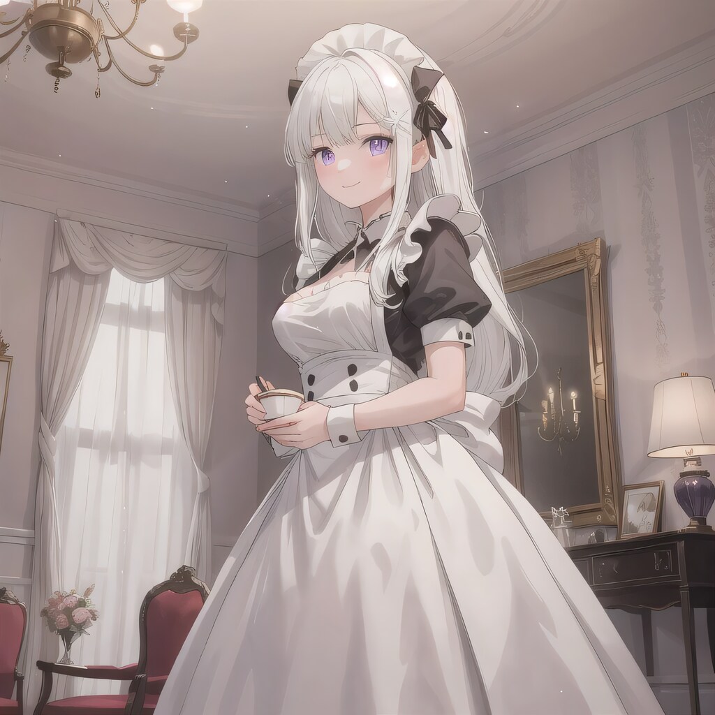 白髪ロングでメイド服の少女９