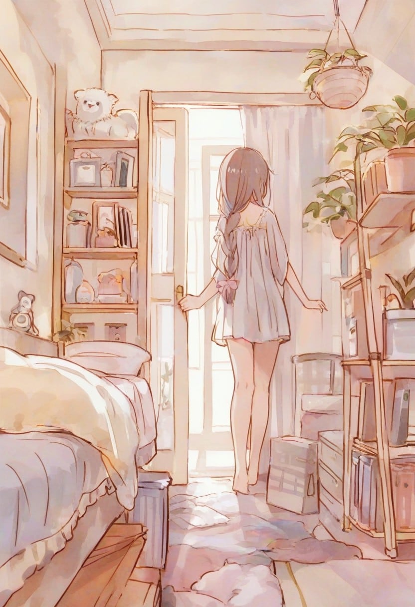 少女の部屋(水彩タッチ)(144) | の人気AIイラスト・グラビア