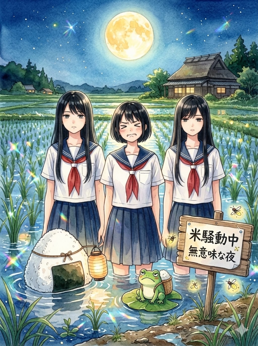 お月様、宿題が爆発しますように！