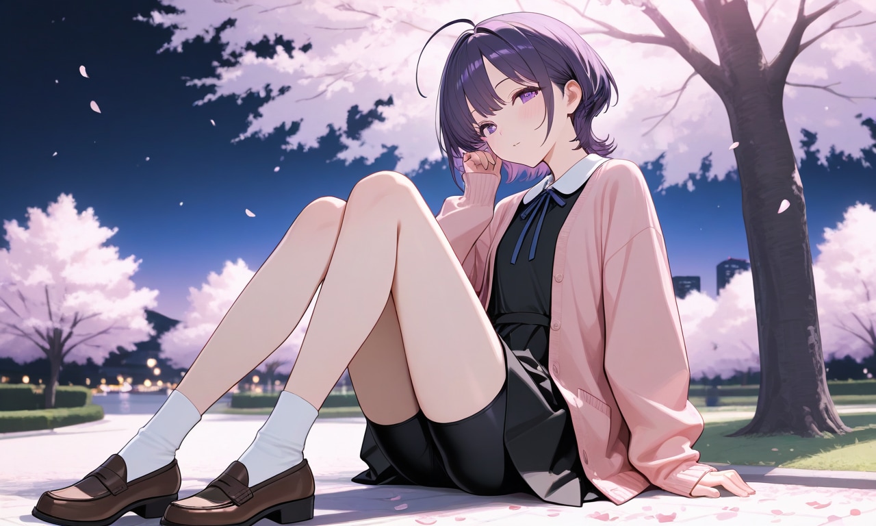 夜桜　烏夜ちゃん　制服Ver | の人気AIイラスト・グラビア